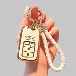 Key Fob Cover 2016-2022 for Honda with Keychain, Premium Soft TPU Full Protection Key Fob Case for Honda Accord Civic CRV Pilot Passport Smart Remote Key Protector(5 buttons)