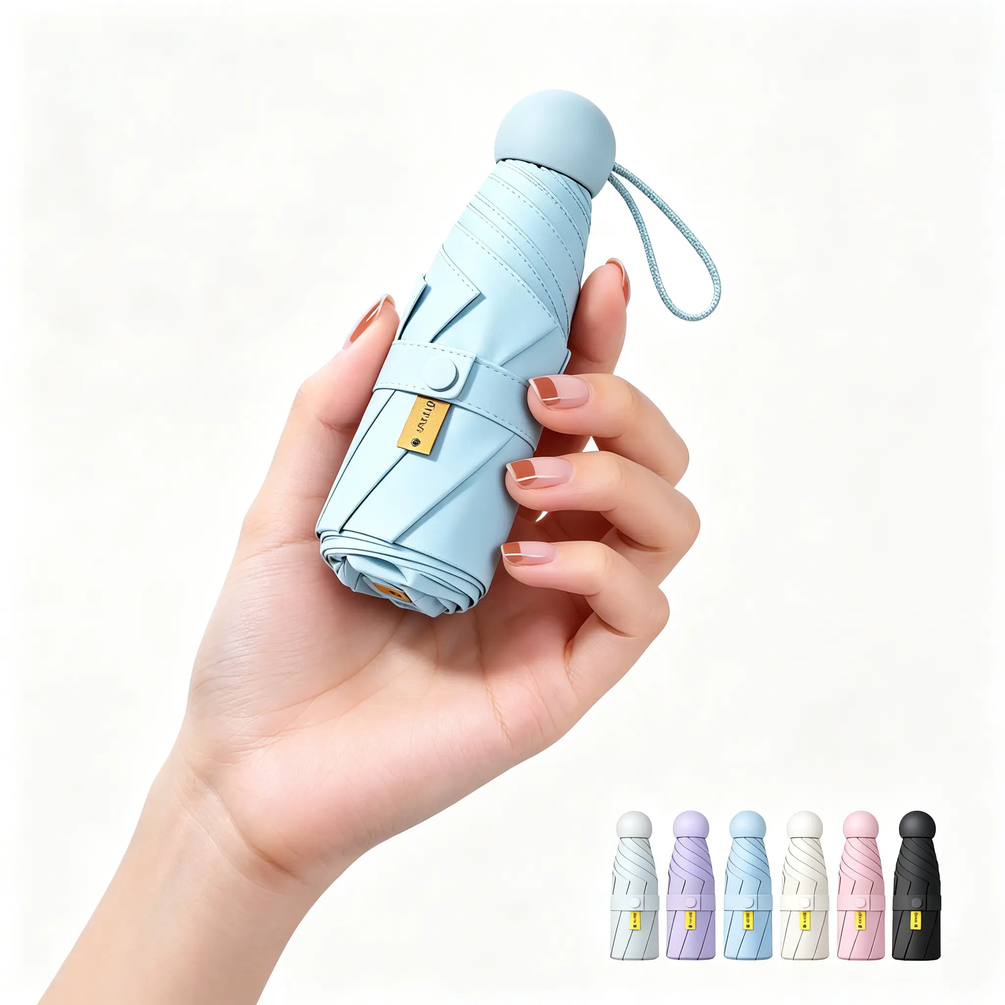 Compact Lightweight Travel Umbrella, Capsule Purse Mini Folding Umbrella, UV Protection Sun Umbrella with Storage Cover, Pocket Size for School Travel Daily Use