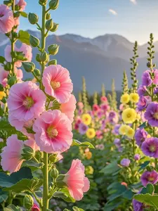 700+ Hollyhock Seeds for Planting (Alcea rosea) Perennial Flower Seeds Non GMO Heirloom Dark Red Red Pink Yellow and Orange Hollyhock Flower
