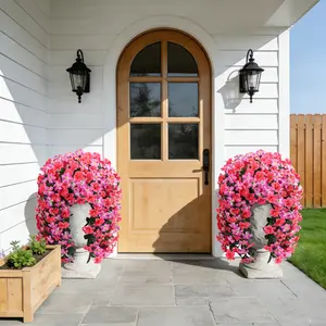 Ivydale Artificial Flowers for Outdoors, 2pcs Faux Hanging Morning Glory Silk Fake Flowers Lifelike Artificial Plants UV Resistant Flowers for Outside Planter Patio Garden Porch Decor (Purple)