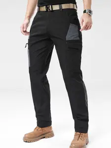 Men's Tactical Work Pants, Multi-Pocket Zipper Closure, Durable Outdoor Training Pants, Available in Multiple Colors, All Seasons Wear