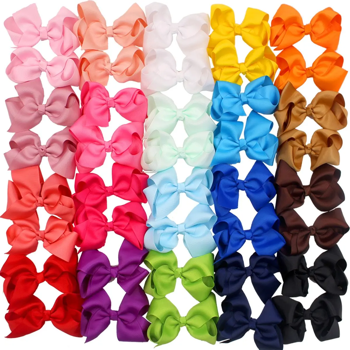 40PCS 4.5 Inch Hair Bows for Girls Grosgrain Ribbon Toddler Hair Accessories with Alligator Clips for Baby Girls Toddlers Kids in Pairs