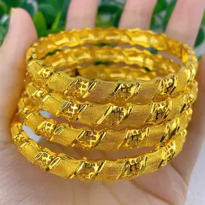 Women's New Design Dubai Gold Color Bangles - Costume Jewelry, Daily & Wedding Hand Accessories for Middle Eastern Occasions, Luxury Party Gifts