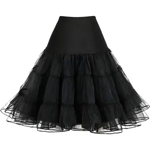 Women's Elastic Waist Petticoat Puffy Tutu Tulle Skirt Underskirt Party Vintage Dress Costume Cosplay