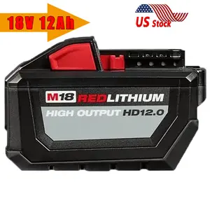 New 12Ah Compatible 18v Battery for Milwaukee M18 Li-ion Extended Battery 48-11-18