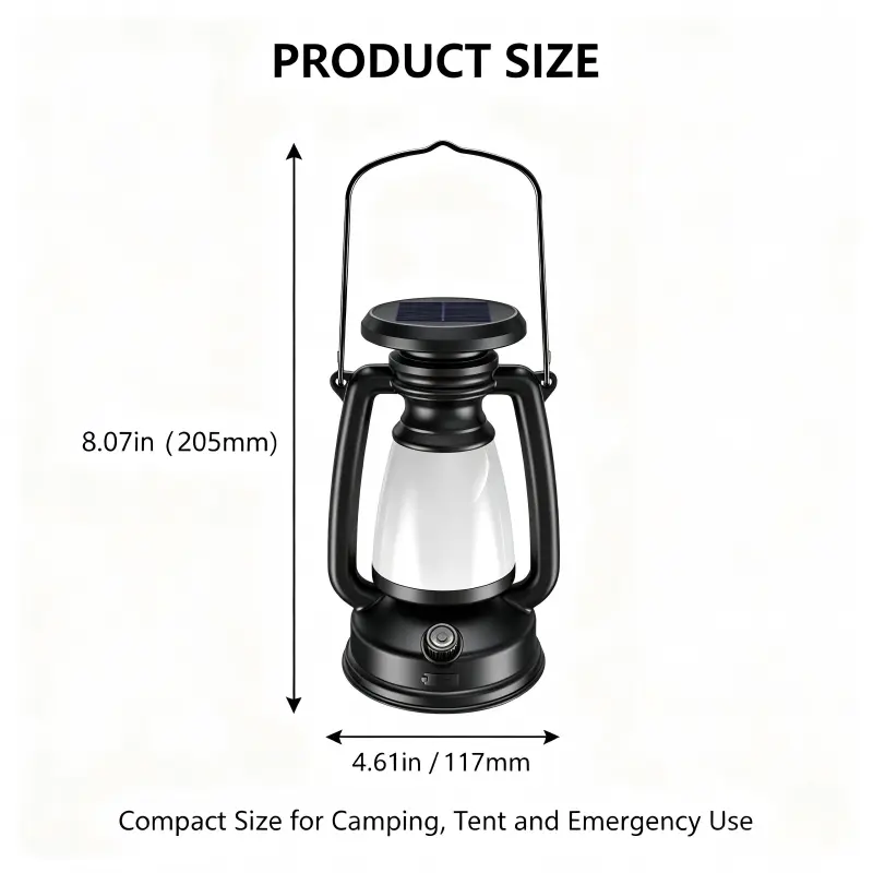 Portable Camping Lantern with Candlelight Mode - Durable Solar Powered & Rechargeable Light for Hiking, Emergencies - Waterproof Camping Accessories