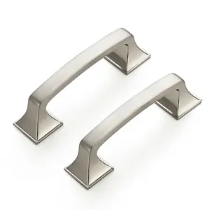 Ravinte Solid 3" Square Foot Cabinet Arch Pull Kitchen Cabinet Handles Brushed Nickel Cabinet Pulls Silver Drawer Pulls Kitchen Cabinet Hardware Kitchen Handles for Cabinets Cupboard Handles