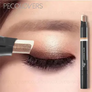 2-color Gradient Not Easy To Smudge And Trim Glitter Shimmer Eyeshadow Pen Highlighter Pen Double-headed Eyeshadow Stick,Suitable For Halloween, Christmas & Holiday Make up