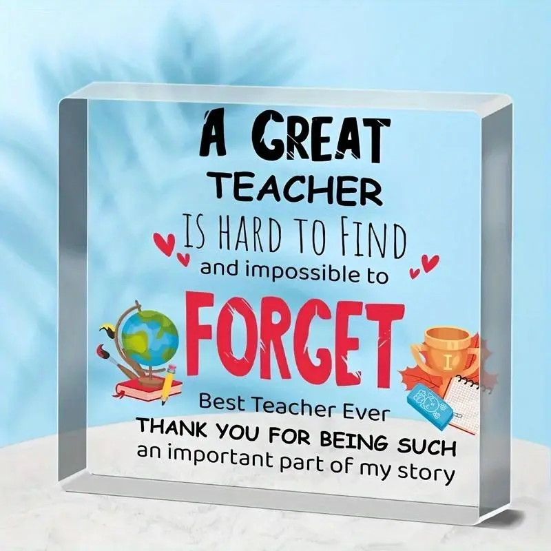 Teacher Appreciation Sign, Acrylic Keepsake & Paperweight Gift for Women, Thank You Gifts for Teacher, Teacher Appreciation Week Gifts, Decor, Acrylic Plaque Decor, Decorative Plaque