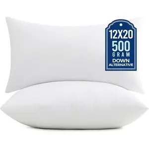 puredown® 12x20 Pillow Inserts, 2 Pack Fluffy Lumbar Pillows Filled with Plump Stuffer, Rectangle Decorative Pillows for Couch, Sofa, Bed and Home Decor