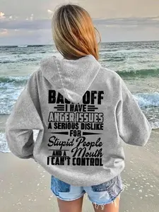 Women's Letter Print Drawstring Pocket Hoodie, Casual Long Sleeve Hooded Sweatshirts for Fall & Winter, Women's Clothes for Daily Wear, Fall Outfits 2024