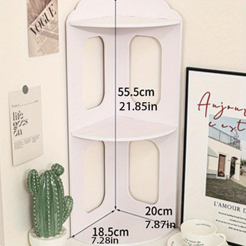 Space-Saving 3-Tier Corner Shelf, Stylish PVC Storage Rack with Round Corners, Ideal for Books, Cosmetics, Office Supplies