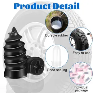 Automotive Tire Repair Screw Plugs Kit - 30Pcs S + 30Pcs L Rubber Nails, Auto Repair Vehicle Puncture Fix Supplies, Self-Service Leak-Preventing Tools for Cars, Motorcycles
