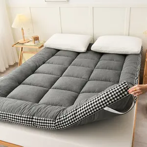 Simple Plaid Futon Mattress, Comfortable Soft Thick Japanese Style, Breathable Skin-Friendly, Suitable for Bedroom, Tatami, Dormitory, Apartment, High Quality Mattress
