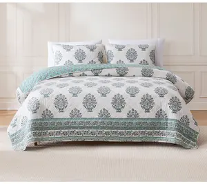 Lush Decor Sofia Flower Reversible Cotton Quilt Set King/Cal K