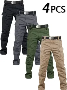HOMUG 4pcs Men's Lightweight Cargo Pants – Sturdy and durable, featuring large-capacity zippered pockets and straight-cut hems. Available in multiple colors, they are ideal for spring and autumn wear.