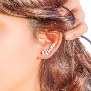 Custom Name Ear Climbers - Personalized Script Earrings in Gold, Silver or Rose Gold