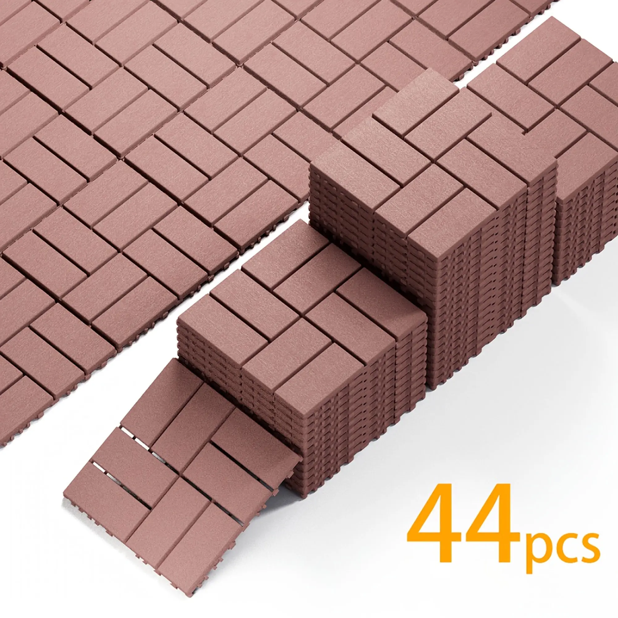 44 PCS Interlocking 12x12 in Patio Deck Tiles - Anti-Slip, Waterproof, Lighter and More Portable Decorative Flooring for Balcony, Backyard, Indoor Use, Higher Cost Performance All-Weather Home Improvement Supplies