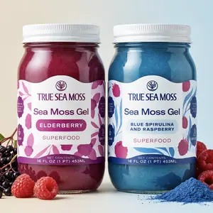 True Sea Moss 2-Bottle Bundle: Elderberry & Blue Spirulina-Raspberry – Rich in Essential Minerals & Vitamins – supports overall vitality