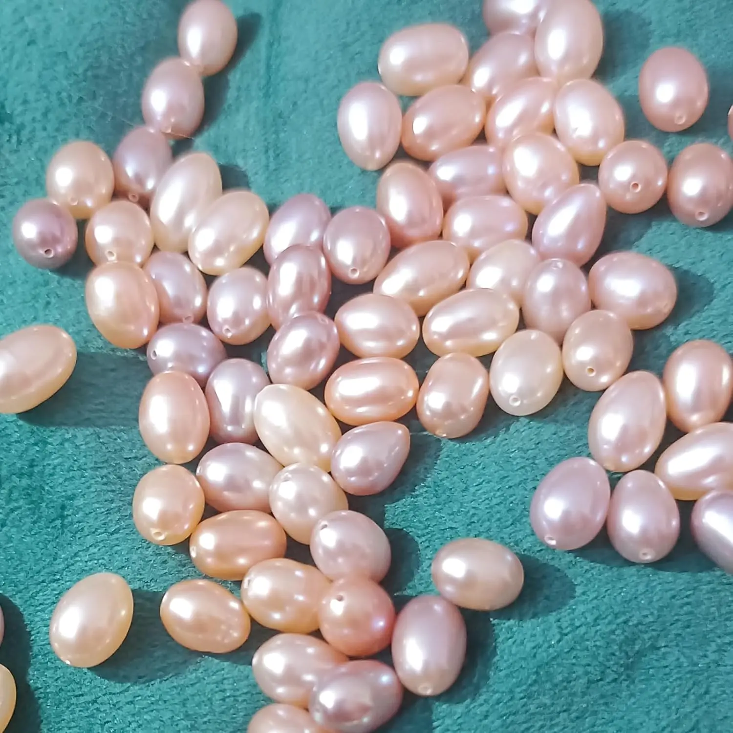 50 count Freshwater  Beads for  Making 7-8mm  Freshwater Cultured  Perforated Oval Loose  Beads Crafts  for Women,DIY Gifts, 0.8mm Hole.