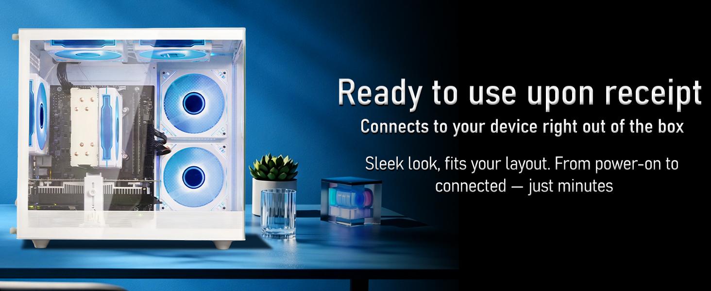 suevery Pre-Built Gaming PC | DDR4 16G RAM |  Ryzen5 5500 6Cores 3.6G Up to 4.1G | M.2 512G SSD | RX 6500XT 4G | WiFi 6 White Desk top Computers 4K Pro