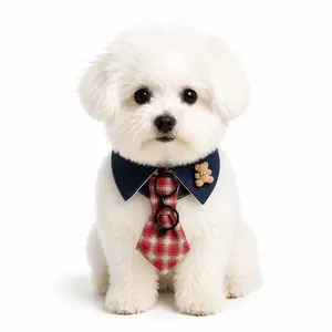 Cartoon Denim Plaid Pet Neck Collar - Adjustable Tie, Bowtie & Bandana Accessories for Dogs & Cats, Pet Clothing