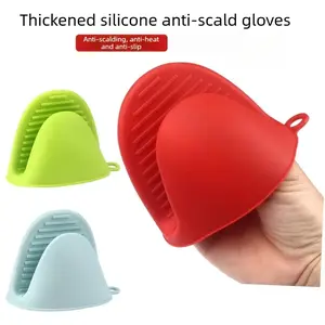 2PCS Thickened silicone heat-insulating and anti-scalding gloves for kitchens, households, high-temperature resistant ovens, microwave ovens, and baking ovens.