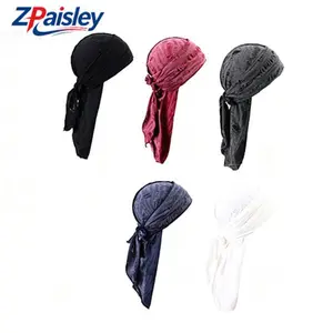 3PCS Long Tail Durag for Men & Women – Vintage Ripped Doo Rag Bandana Cap, Stretch Pirate Turban Head Wrap for Waves, Biker, Hip Hop, Streetwear & Daily Wear