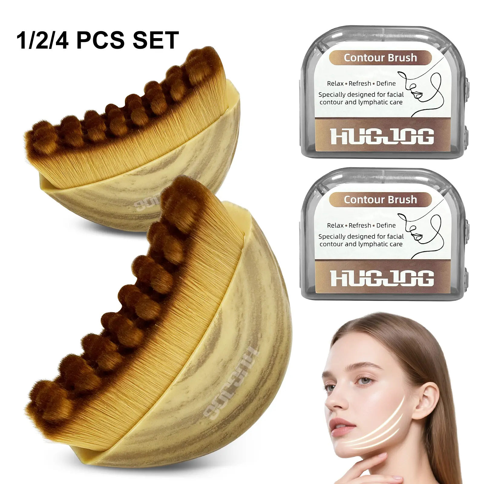 Women's Lymphatic Drainage Massager Contour Brush - 1/2/4PCS Soft Bristles Dry Brushing Tool for Chin & Jawline Sculpting, Daily Cleansing Skincare Tool, Gentle Beauty Gift, Facial Care Tool