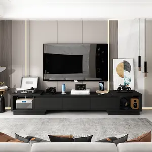 Living Room Bedroom Modern Adjustable Media Console Table TV Stand for up to 70 Inch with 3 Drawers & Open Shelves
