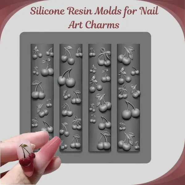 3D Cherry Nail Mold – Silicone Resin Molds for Nail Art Charms, DIY Accessories & Manicure Decoration Supplies