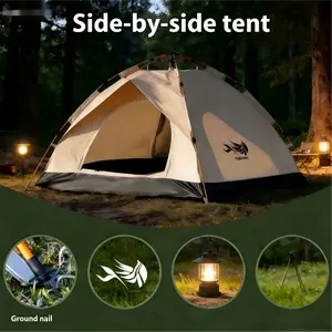 PAKICETUS 3-4 Person Automatic Camping Tent, Easy Setup Instant Tent, Ultra-Large Space Waterproof Tent for Outdoor Camping, Hiking, Backpacking, Family Trips outdoorfun