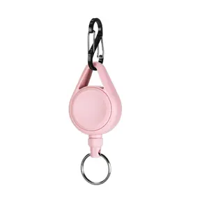 Pastel Color Retractable Keychain, 1 Count Portable Badge Holder with Detachable Carabiner, Identification Badges & Supplies for Office, School, Outdoor, Badge Reels Retractable