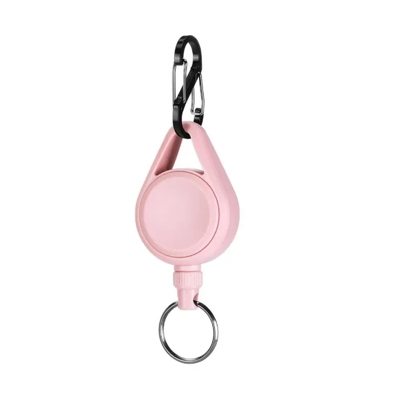 Pastel Color Retractable Keychain, 1 Count Portable Badge Holder with Detachable Carabiner, Identification Badges & Supplies for Office, School, Outdoor, Badge Reels Retractable, Id Card Holder, Retractable Badge Holders