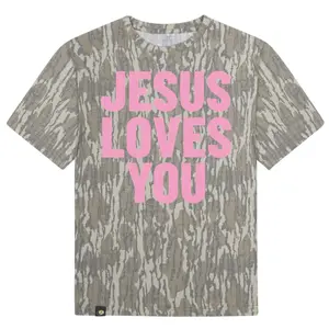 Mossy Oak Camo Jesus Love You Original Bottomland Tee For Men And Women, Camo Pattern Men's T-Shirt, Soft Breathable Cotton, Hunting Outdoor Shirt, Streetwear Outfit, Gift For Him Her