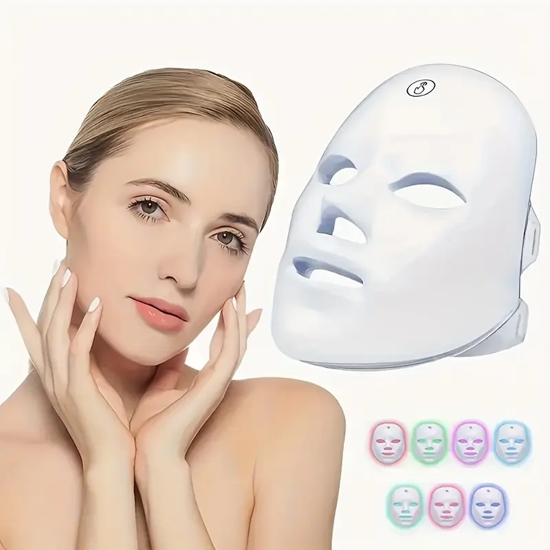7-Color LED Photon Red Light Therapy Mask, Cordless Rechargeable Daily Skincare Tool, Gentle Soothing At-Home Beauty Device for Smoother, Luminous, Even Complexion, Lightweight Single Item, Ideal Christmas Stocking Stuffer Gift