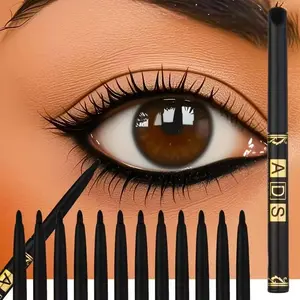 12-piece set of black gel eyeliners, waterproof and sweat-proof, easy to control, long-lasting, matte finish, highly pigmented for a textured eye makeup look, creative holiday gift for women