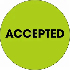Tape Logic DL1264 2 in. Circle - Accepted Fluorescent Green Labels - Roll of 500