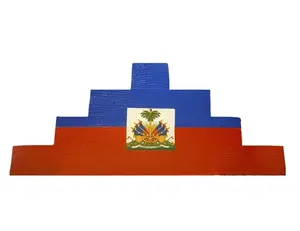 Kwanzaa Pyramid Kinara with Haitian Flag Hand-Painted Design