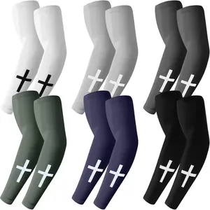6 Pairs Cross Arm Sleeve for Baseball Faith Compression Arm Sleeves for Football Basketball Sports Outdoors