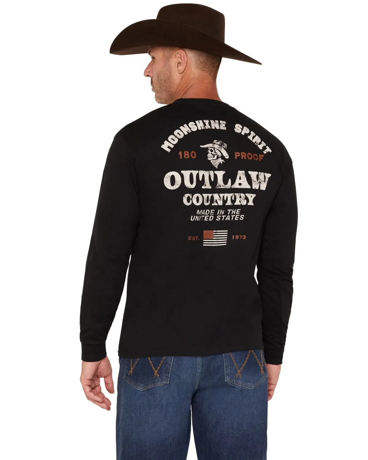Moonshine Spirit Men's Spirit&Reg; Men'S Cowboy Long Sleeve Graphic T-Shirt - Msfa26t10-Blk