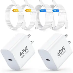 USB C  Charger for  17 16 15 Pro Max Charger  ,2Pack 40W USB C Wall Charger Block with 4FT + 6FT Type C  Cord for  17/17 Pro/17 Pro Max/Air/16/16 Pro Max/15/15 Plus