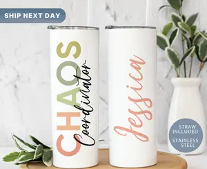 Chaos Coordinator Tumbler, Personalized Teacher Tumbler Cup, Gift for Boss, Gift for Manager, Thank You Gift, Custom Tumbler