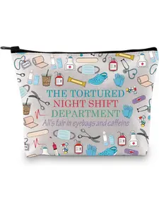 GJTIM Night Worker Gift Nurse Week Appreciation Gift Nurse Accessories Bag Night Shift Nurse Makeup Bag, d Night Shift Bag, Canvas Cosmetic Bag With Zipper