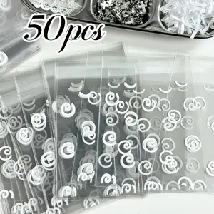 50pcs Circle Print Self-Adhesive Bags, Decorative Opp Material Packaging Bags, Transparent Gift Bags, Food Sealing Bags
