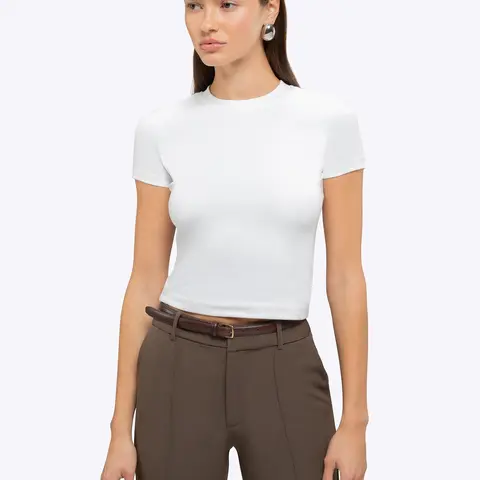 Cuts Women's Slim Fit Round Neck Short-Sleeve Top, 3-Pack Tomboy Cotton-Spandex Blend, Lightweight Breathable Wrinkle-Resistant Everyday Tee