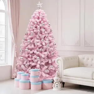YITAHOME 7.5FT Pink Prelit Artificial Christmas Tree with Warm-White Lights, 8 Lighting Modes, with PVC Branch Tips