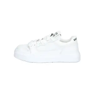 MIU MIU Leather Lace-Up Round-Toe Low-Top Fashion Sneakers for Women in White