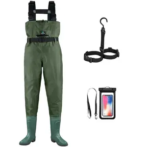 Chest Waders for Men with Boots, Fishing Waders for Women, Waterproof 2-Ply Nylon Bootfoot Wader Hook Keeper Pad Phone Carrier Bag Gravel Guards Breathable
