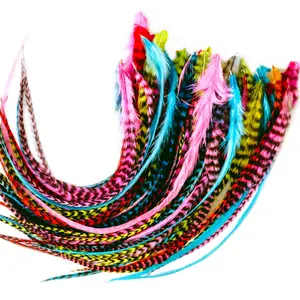 Real Rooster 15 Rainbow Fluffy Color Hair Feathers 7”-12” Long - Eye-Catching Design with 20 Micro-link Beads - 100% Real Rooster Feathers